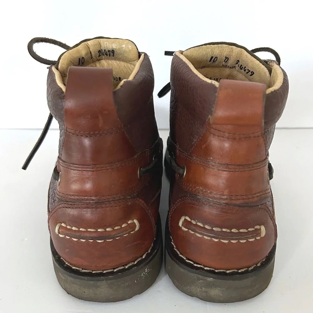 L.L. Bean Eastport Chukka Boots Men 10 D Brown Leather Lug Sole Moc Toe 244479